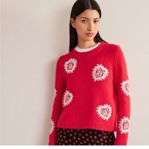 Boden Red Heart Motif Women's Sweater